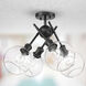 Axel 4 Light 24 inch Matte Black Semi-Flush Ceiling Light in Clear Glass